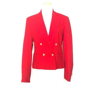 Lauren Ralph Lauren double-breasted red blazer with gold buttons, size 6